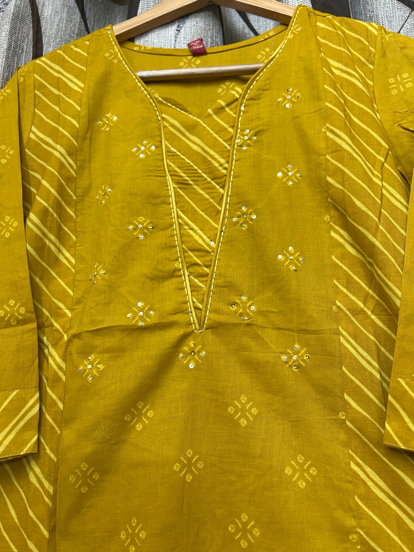 Mustard Yellow Bandhani Leheriya Kurta Set with Dupatta | 3-Piece Coord Set