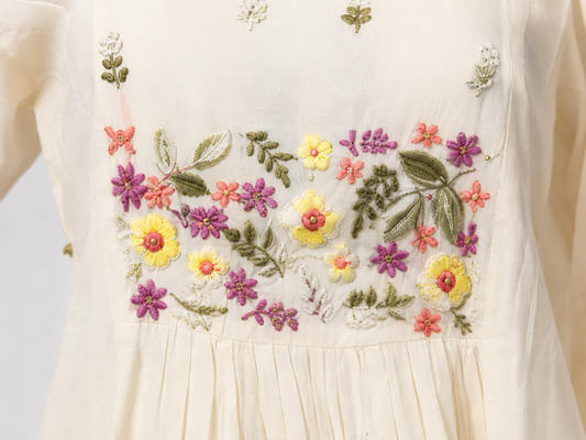 Ivory Bloom Garden Cotton 3-Piece Suit Set
