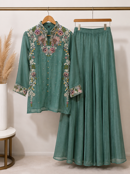 Sage Garden Embroidered Kurta & Palazzo Co-ord Set
