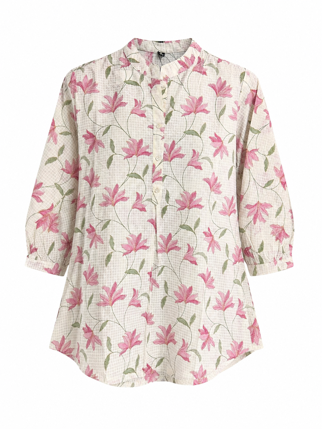 Pink Lily Vine Short Kurti in Pure Cotton