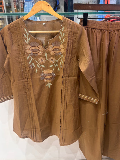 Amber Bloom Embroidered Kurti & Pant Coord Set