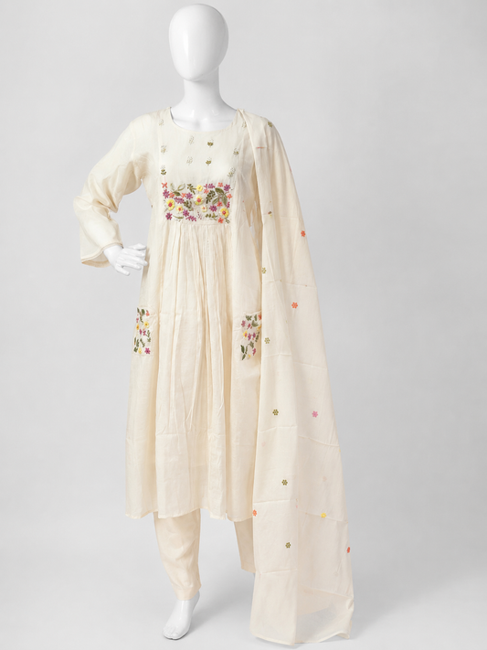 Ivory Bloom Garden Cotton 3-Piece Suit Set