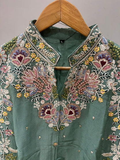 Sage Garden Embroidered Kurta & Palazzo Co-ord Set