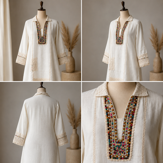Ivory Tribe — Beaded & Lace Coord Set