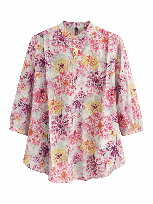 Bloom Burst Floral Short Kurti in Pure Cotton