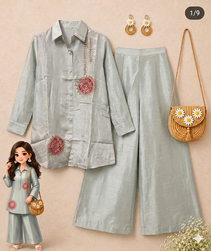 Sage Mist Embroidered Coord Set