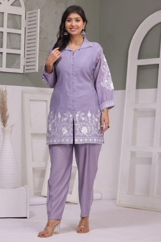 Lavender Embroidered Coord Set