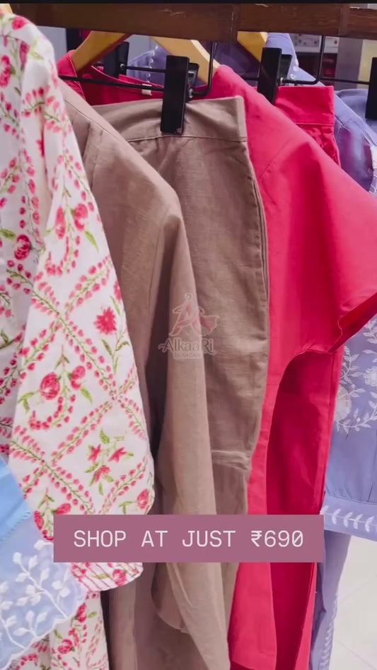 Off-White Flamingo Embroidered Kurta Co-ord Set