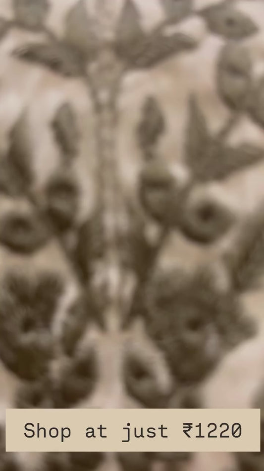 Cream Anarkali Kurta Set with Scallop Dupatta