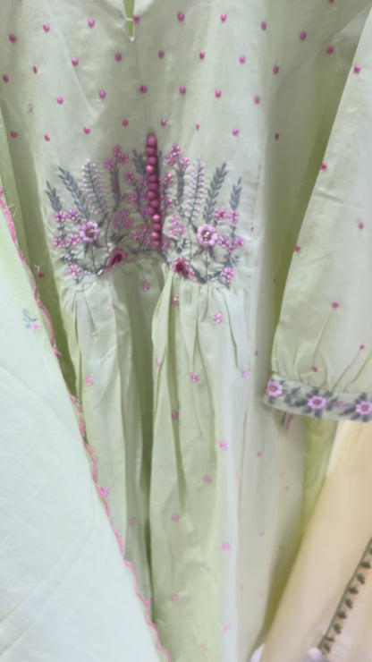 Sage Bloom 3-Piece Mul Cotton Kurta Set
